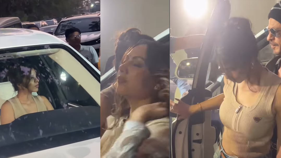 Shahrukh Khan with Suhana and Gauri Khan at School